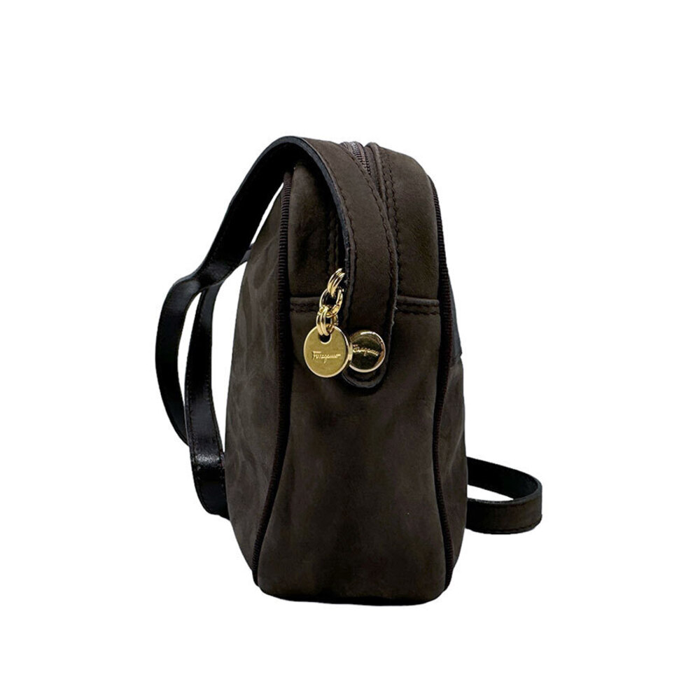Salvatore Ferragamo Suede Brown Vara Bag Shoulder